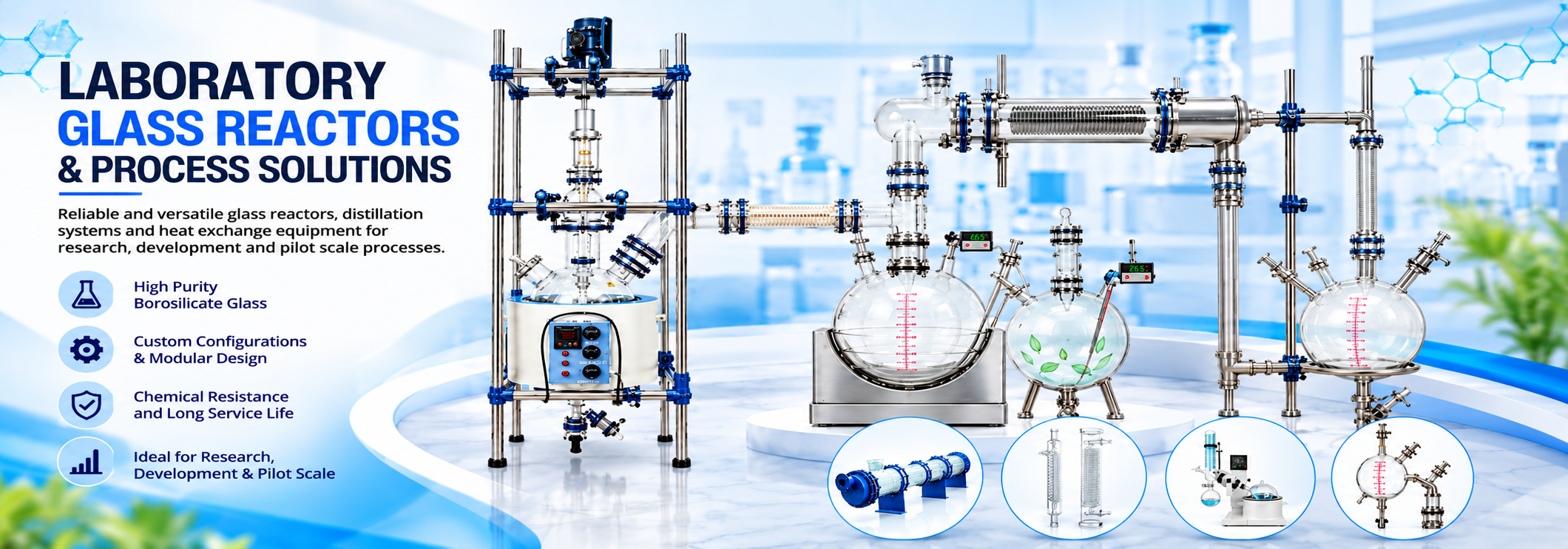 Scientific glass equipment banner