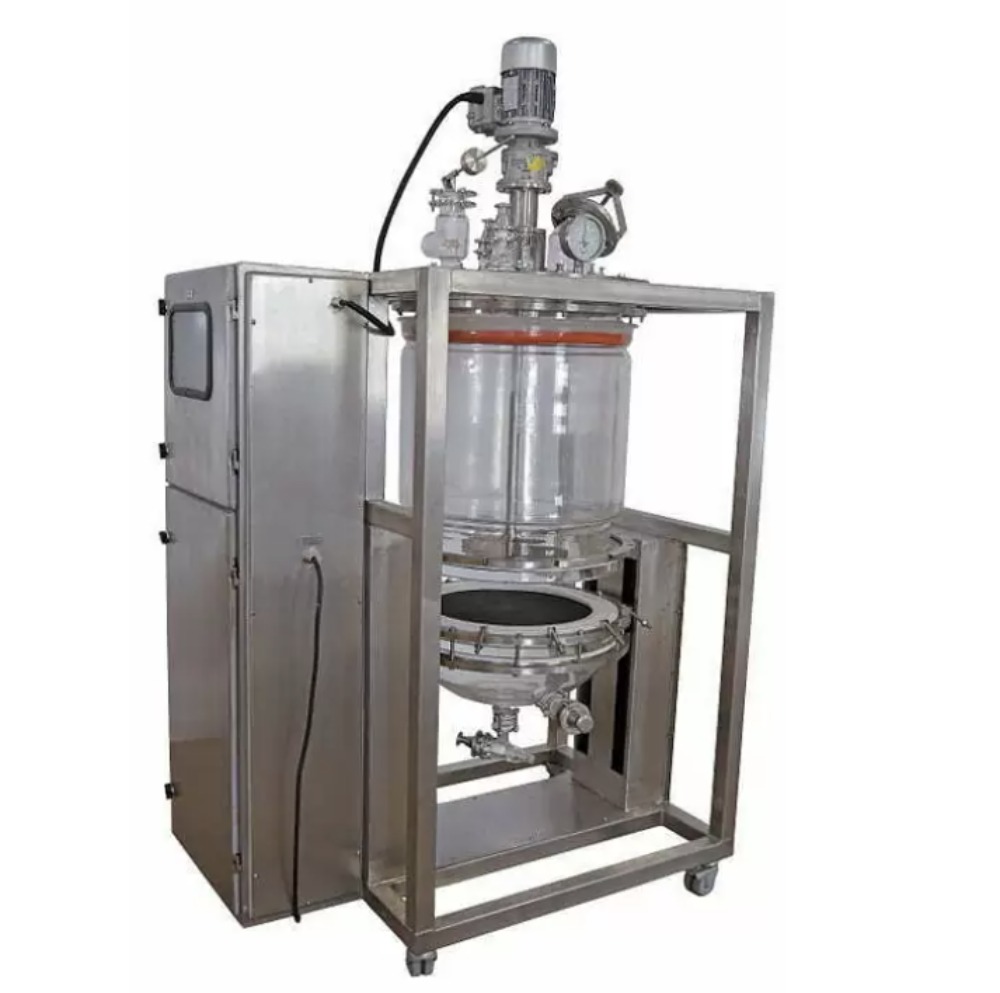 High-Performance Agitated Glass Nutsche Filter with Borosilicate Glass Vessel & PTFE-Lined Agitator – Ideal for Pharmaceutical & Chemical Applications